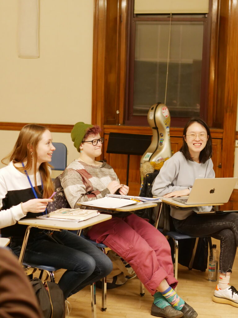Students engage in a class on campus.