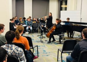 Members of Decoda perform for Eastman Students